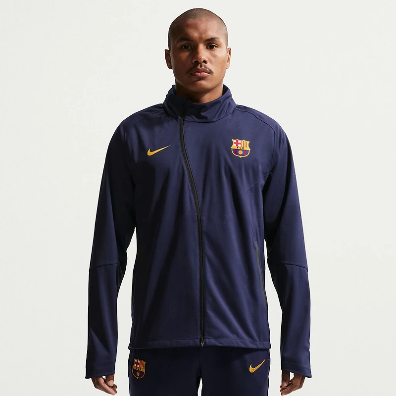 Men's Nike Blue Barcelona Strike Shield Full-Zip Hooded Rain Jacket
