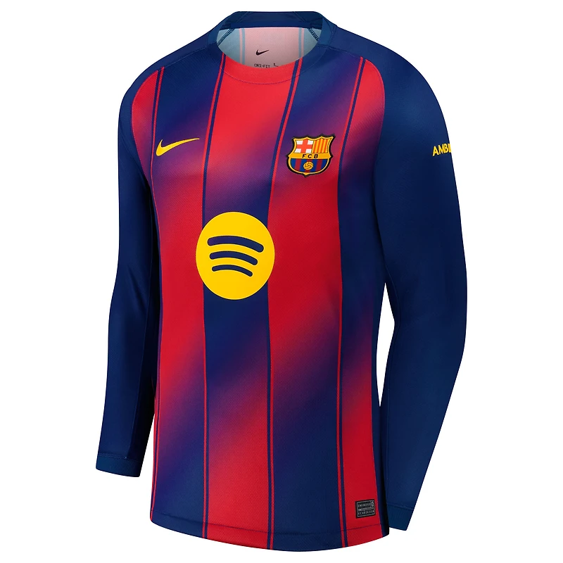 Men's Nike Frenkie de Jong Navy Barcelona 2025/26 Home Replica Long Sleeve Jersey