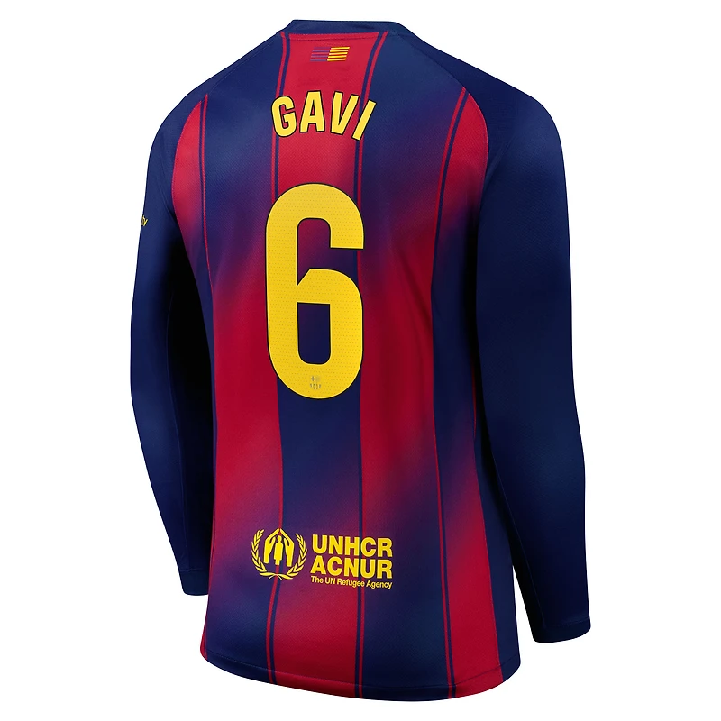 Men's Nike Gavi Navy Barcelona 2025/26 Home Replica Long Sleeve Jersey