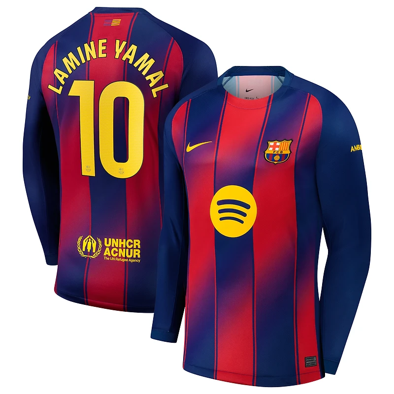 Men's Nike Lamine Yamal Blue Barcelona 2025/26 Replica Long Sleeve Player Jersey