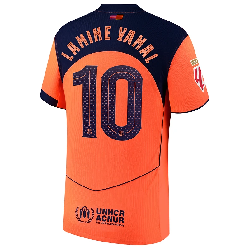 maillot de joueur Nike Lamine Yamal orange Barcelone 2025/26 pour homme, troisième authentique