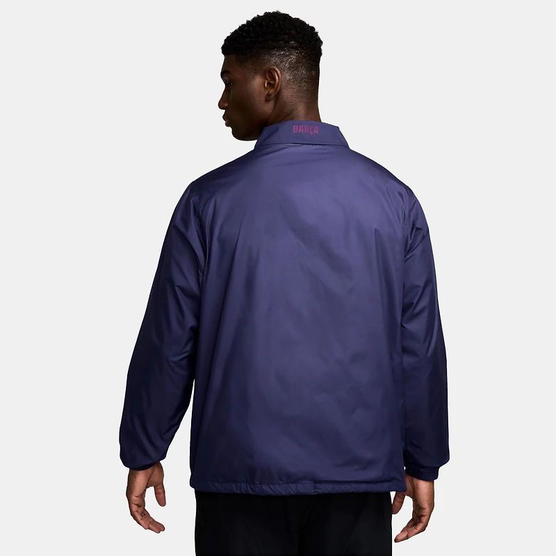 Men's Nike  Navy Barcelona Club Coaches Full-Snap Jacket