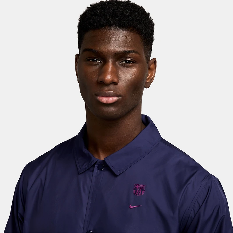 Men's Nike Navy Barcelona Club Coaches Full-Snap Jacket