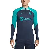 Haut à manches longues avec fermeture éclair quart de performance Nike Barcelona Strike Drill 2023/24 pour Homme Gris