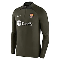 Men's Nike Olive Barcelona Strike Drill 2023/24 Performance Quarter-Zip Long Sleeve Top