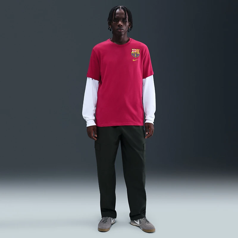T-shirt Nike rouge avec écusson du FC Barcelone pour homme