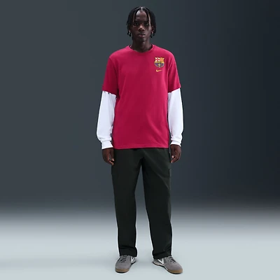 T-shirt Nike rouge avec écusson du FC Barcelone pour homme