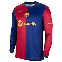 Men's Nike Royal Barcelona 2024/25 Home Long Sleeve Replica Jersey
