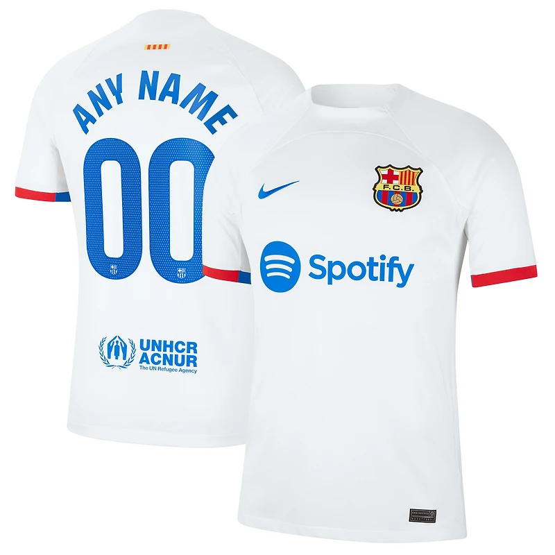 Men's Nike White Barcelona 2023/24 Away Stadium Replica Custom Jersey