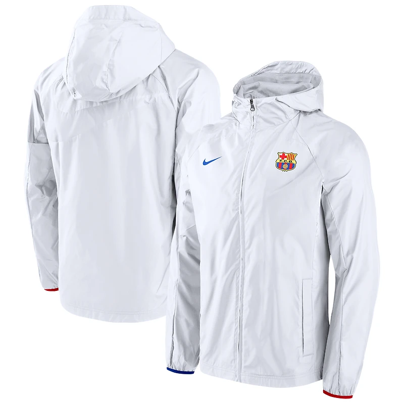 Veste à capuche raglan entièrement zippée Nike Barcelona AWF pour homme - Blanc