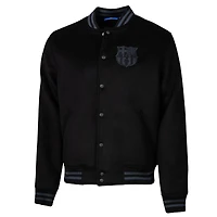 Men's Sport Design Sweden  Black Barcelona Free Kick Wool Varsity Jacket