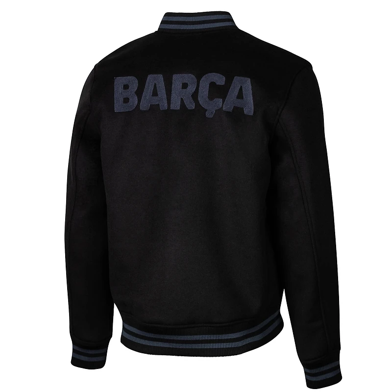 Men's Sport Design Sweden  Black Barcelona Free Kick Wool Varsity Jacket