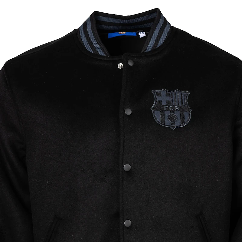 Men's Sport Design Sweden  Black Barcelona Free Kick Wool Varsity Jacket