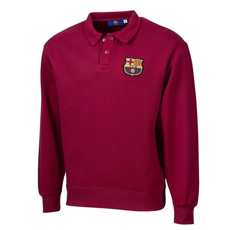 Pull polaire rétro décontracté rouge Barcelone pour homme, design sportif suédois