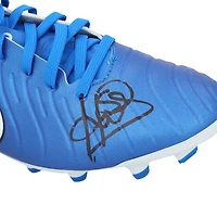 Crampons de football Nike Tiempo bleus autographiés par Patrick Kluivert du FC Barcelone
