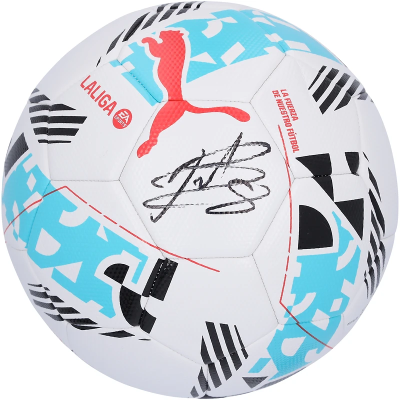 Pedri Barcelona Autographed Puma La Liga Logo Soccer Ball