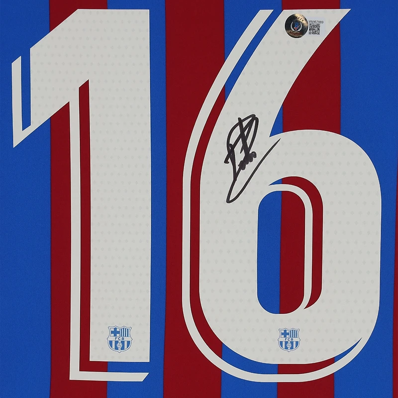 Pedri Blue Barcelona Autographed Nike 2021-2022 Home Jersey