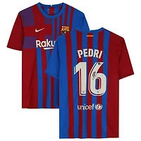 Pedri Blue Barcelona Autographed Nike 2021-2022 Home Jersey
