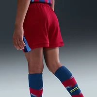 Ensemble de maillot Nike bleu/rouge du FC Barcelone 2025/26 pour enfants d'âge préscolaire (quatrième stade)