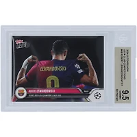 Robert Lewandowski Barcelona 2024-25 Topps Now Scores 100th UEFA Champions League Goal 26.11.24 #49 BGS Authenticated 9.5 Card