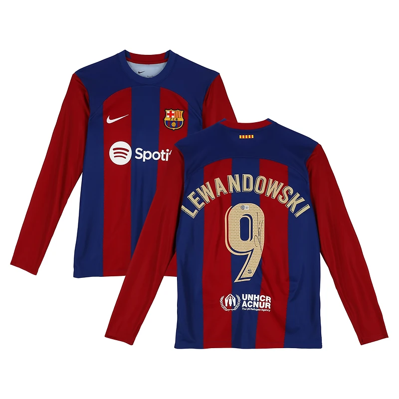 Robert Lewandowski Barcelona Autographed Nike 2023-24 Home Jersey