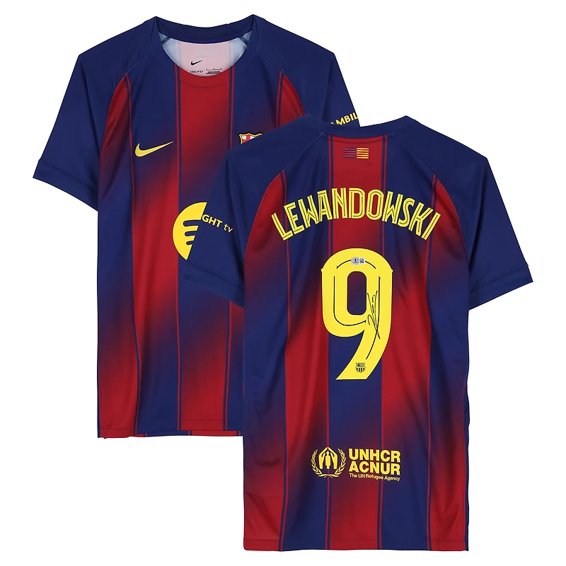 Maillot domicile Nike 2025-26 autographié par Robert Lewandowski (Barcelone)