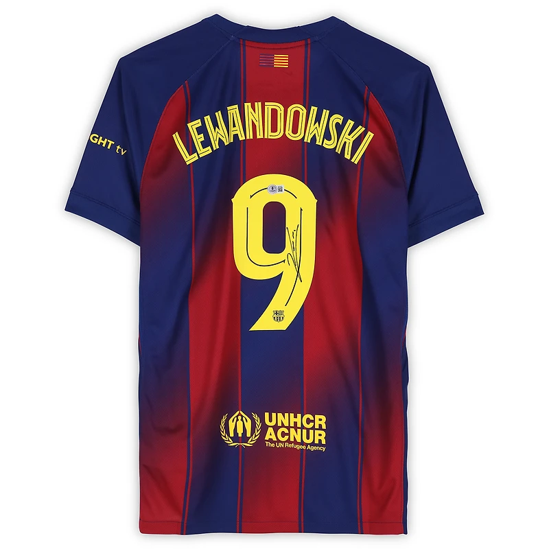 Robert Lewandowski Barcelona Autographed Nike 2025-26 Home Jersey