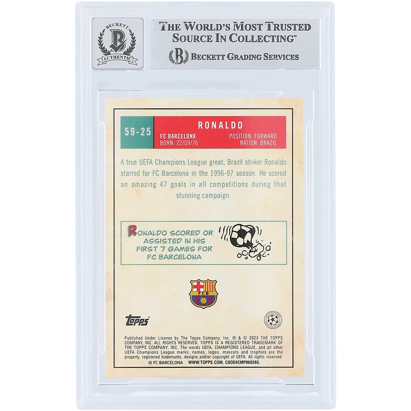 Ronaldo Barcelona Autographed 2022-23 Topps Chrome UEFA '59 Topps Design #59-25 Beckett Fanatics Witnessed Authenticated Auto 10 Card 