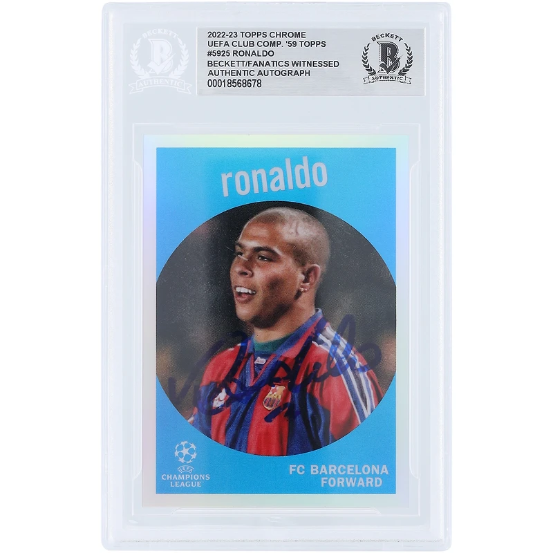 Ronaldo Barcelona Autographed 2022-23 Topps Chrome UEFA '59 Topps Design #59-25 Beckett Fanatics Witnessed Authenticated Card 