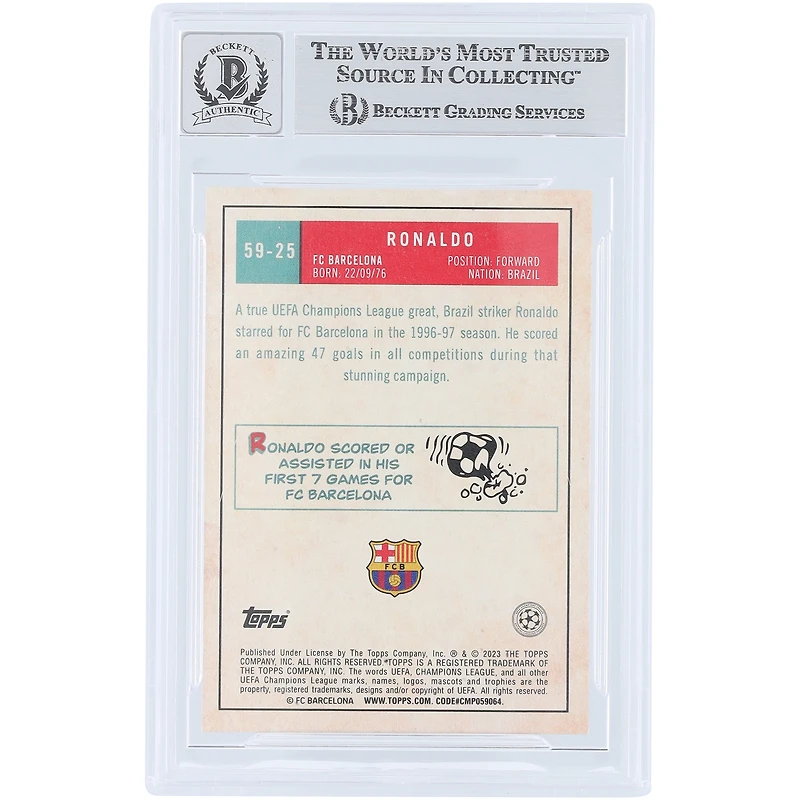 Ronaldo Barcelona Autographed 2022-23 Topps UEFA '59 Topps Design #59-25 Beckett Fanatics Witnessed Authenticated Auto 10 Card