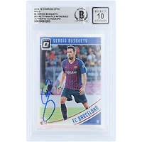 Sergio Busquets Barcelona Autographed 2018-19 Panini Donruss Optic Holo #4 Beckett Fanatics Witnessed Authenticated 10 Card