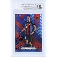 Sergio Busquets Barcelona Autographed 2023-24 Topps FC Barca Team Set Blaugrana Blue Foil #BL-9 #/250 Beckett Fanatics Witnessed Authenticated Card