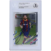 Topps Lionel Messi Barcelona Autographed 2020-21 Topps Chrome UCL #1 BAS Authenticated Card