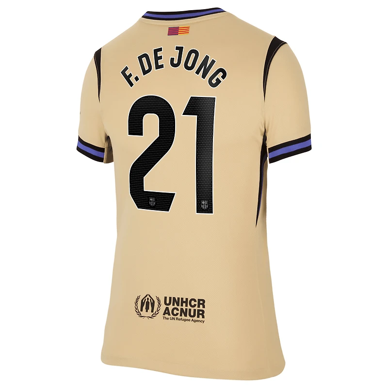 Women's Nike Frenkie de Jong Gold Barcelona 2025/26 Away Stadium Replica Jersey