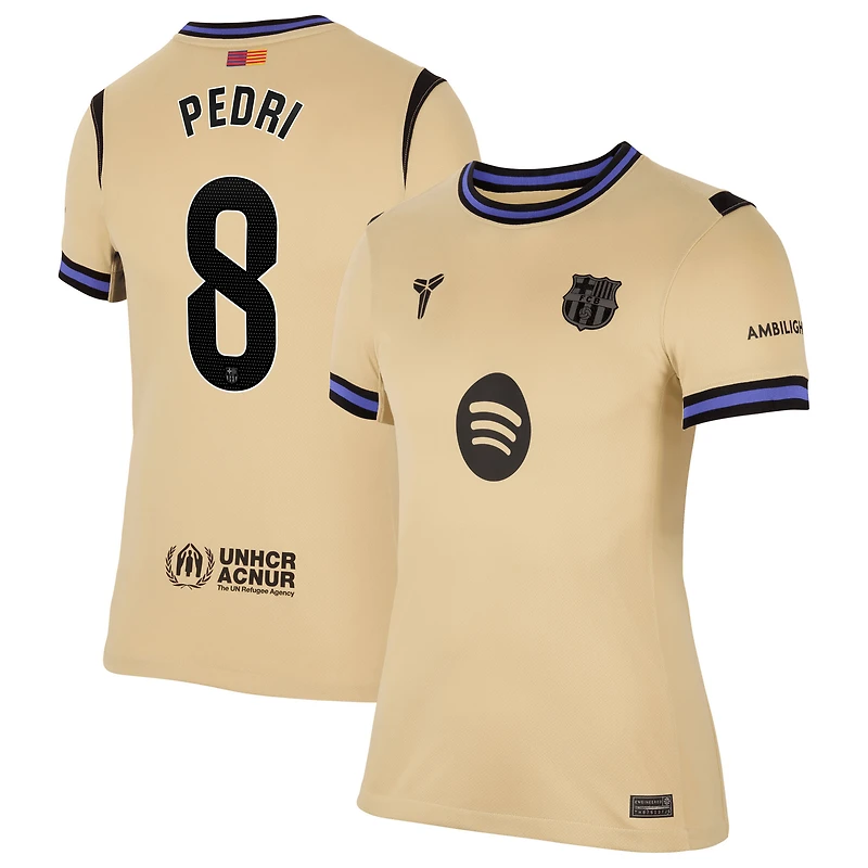 Maillot Nike Pedri Gold Barcelone 2025/26 Extérieur Stadium Réplique pour Femme