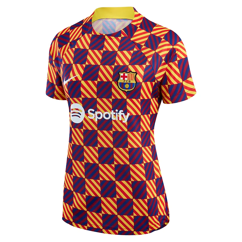 Women's Nike Yellow Barcelona 2022/23 Pre-Match Raglan Performance Top
