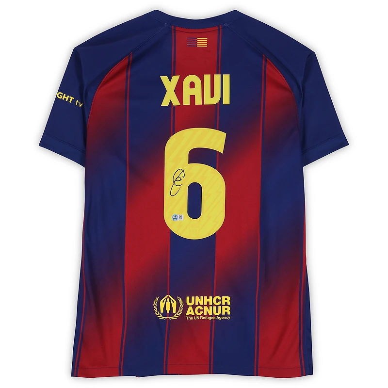 Xavi Barcelona Autographed Red/Blue Nike Modern Home Jersey