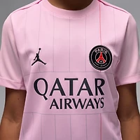 Maillot d'avant-match Jordan Brand rose Paris Saint-Germain 2025/26 Fourth Academy Pro pour enfant