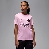 Maillot d'avant-match Jordan Brand rose Paris Saint-Germain 2025/26 Fourth Academy Pro pour enfant