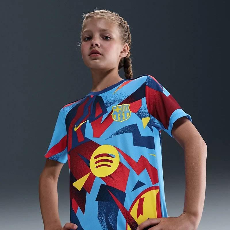 Youth Nike Blue Barcelona 2025/26 Fourth Academy Pro Pre-Match Top