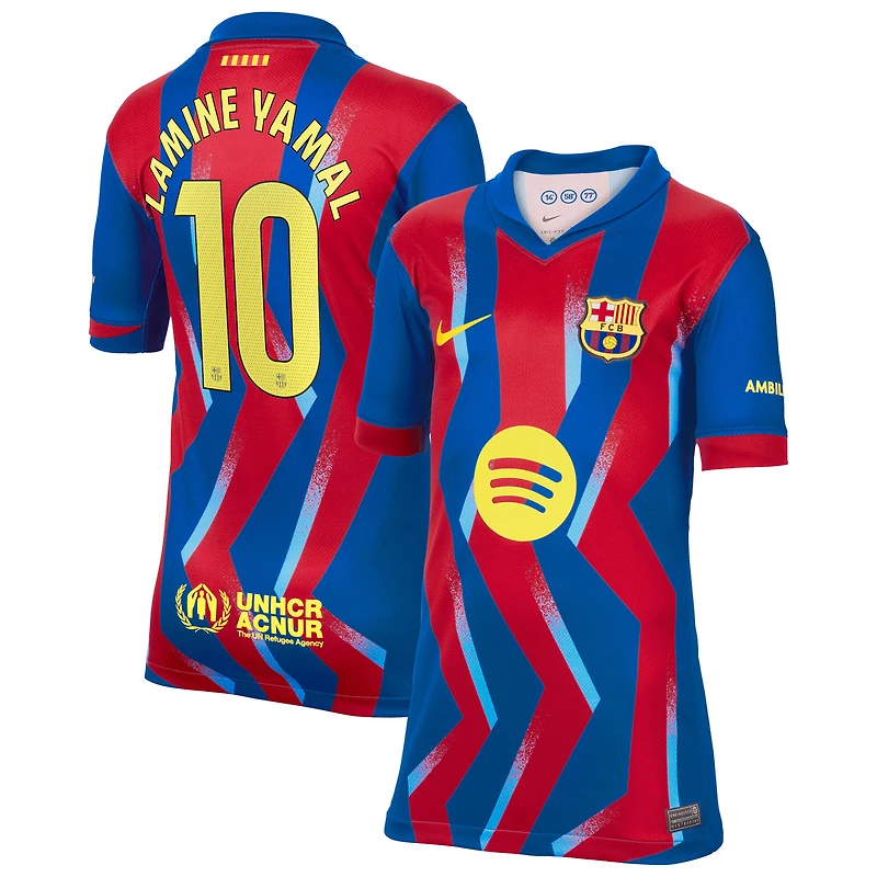 Maillot réplique Nike Lamine Yamal bleu FC Barcelone 2025/26 pour jeunes