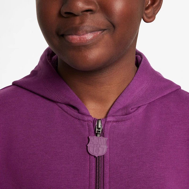 Youth Nike Purple Barcelona 2025/26 Club Full-Zip Hoodie