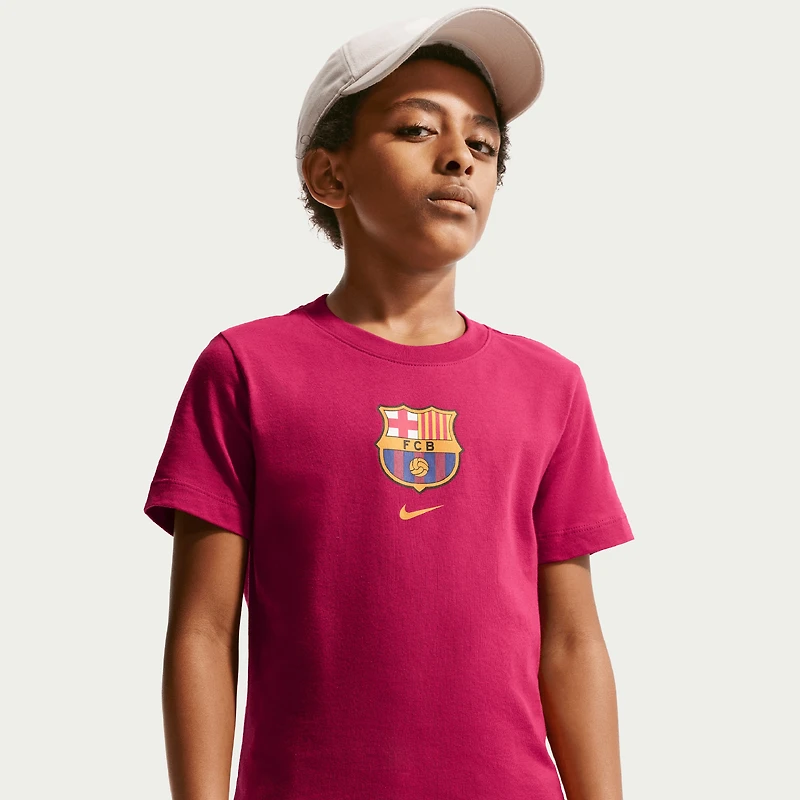 T-shirt Nike rouge pour enfant avec écusson du FC Barcelone