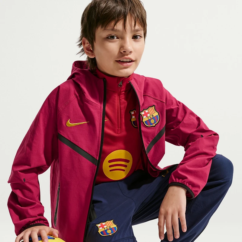 Youth Nike Red Barcelona Tech Woven Raglan Dri-FIT Full-Zip Hooded Jacket