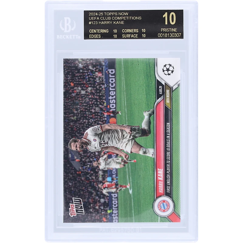 Harry Kane Bayern Munich 2024-25 Topps Now First English Player To Score 10 Goals In A Season Black Label #123 BGS Authenticated 10 Card - 10,10,10,10 Subgrades