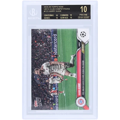Harry Kane Bayern Munich 2024-25 Topps Now First English Player To Score 10 Goals In A Season Black Label #123 BGS Authenticated 10 Card - 10,10,10,10 Subgrades