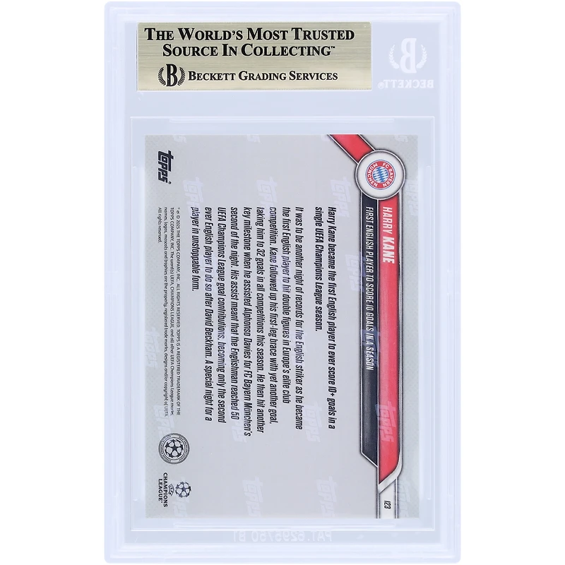 Harry Kane Bayern Munich 2024-25 Topps Now First English Player To Score 10 Goals In A Season #123 BGS Authenticated 10 Card - 10,10,10,9.5 Subgrades