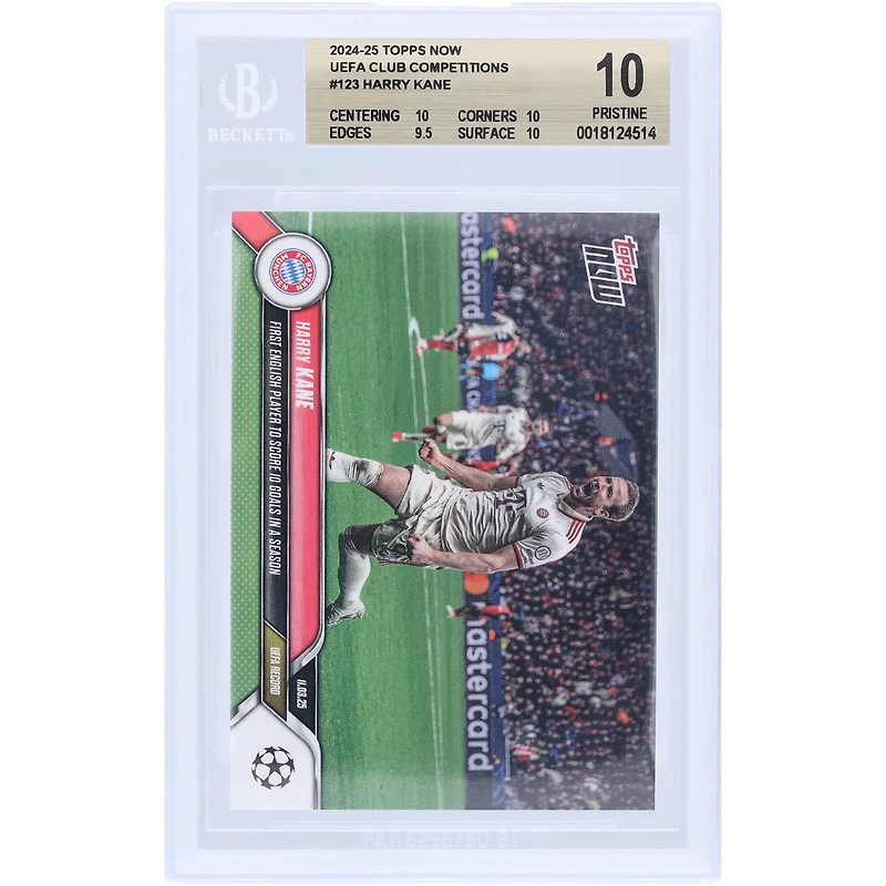 Harry Kane Bayern Munich 2024-25 Topps Now First English Player To Score 10 Goals In A Season #123 BGS Authenticated 10 Card - 10,10,9.5,10 Subgrades