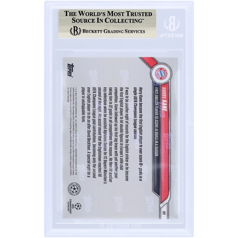 Harry Kane Bayern Munich 2024-25 Topps Now First English Player To Score 10 Goals In A Season #123 BGS Authenticated 9.5 Card