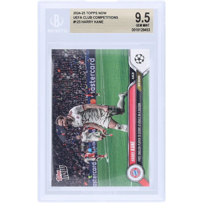Harry Kane Bayern Munich 2024-25 Topps Now First English Player To Score 10 Goals In A Season #123 BGS Authenticated 9.5 Card
